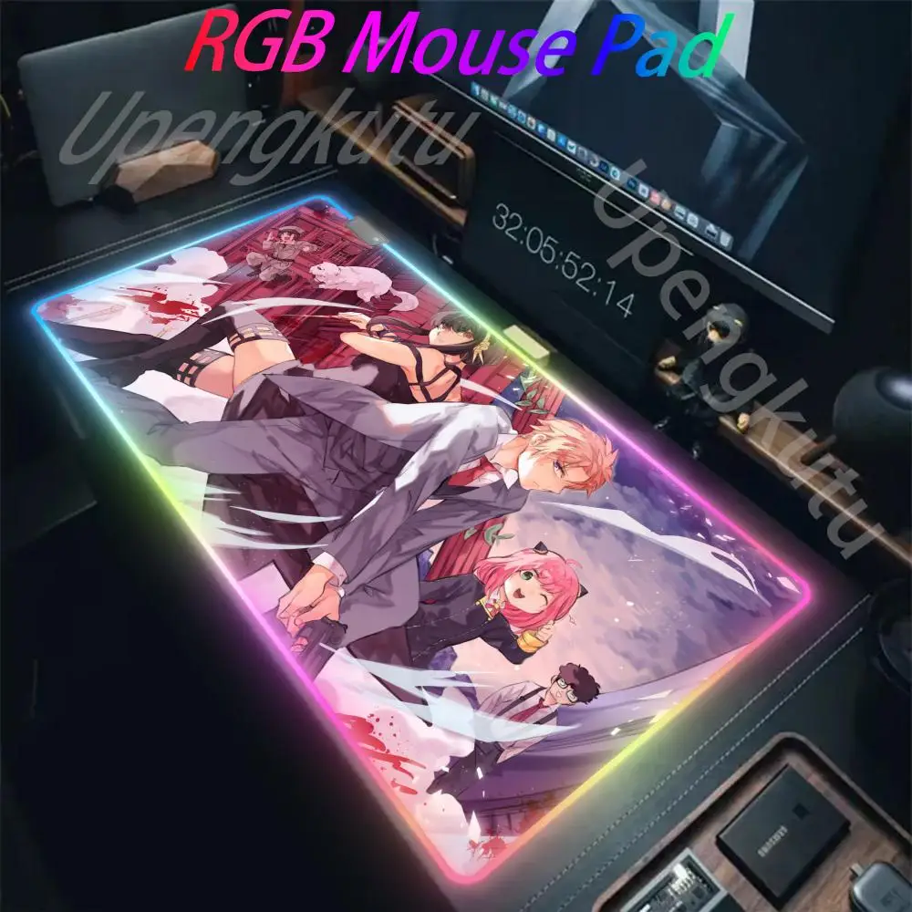 لوحة ماوس Spy X Family RGB LED متوهجة ، لوحة مفاتيح للكمبيوتر الشخصي للألعاب ، لوحة ماوس للكمبيوتر المطاطي للألعاب