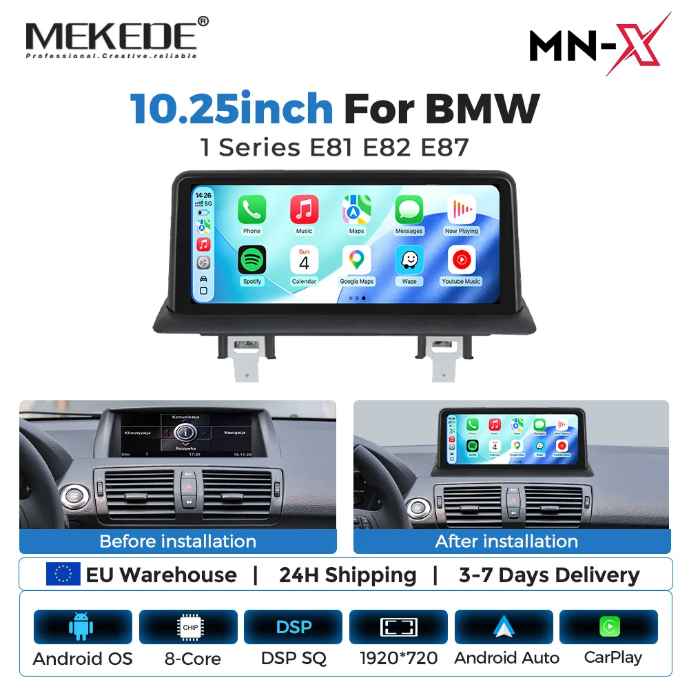NaviFly Android 15 Stereo Auto Radio CarPlay Navigatore per Auto per BMW Serie 1 E87 E81 E88 E87 Lettore Multimediale Video Auto BT 4G+WIFI