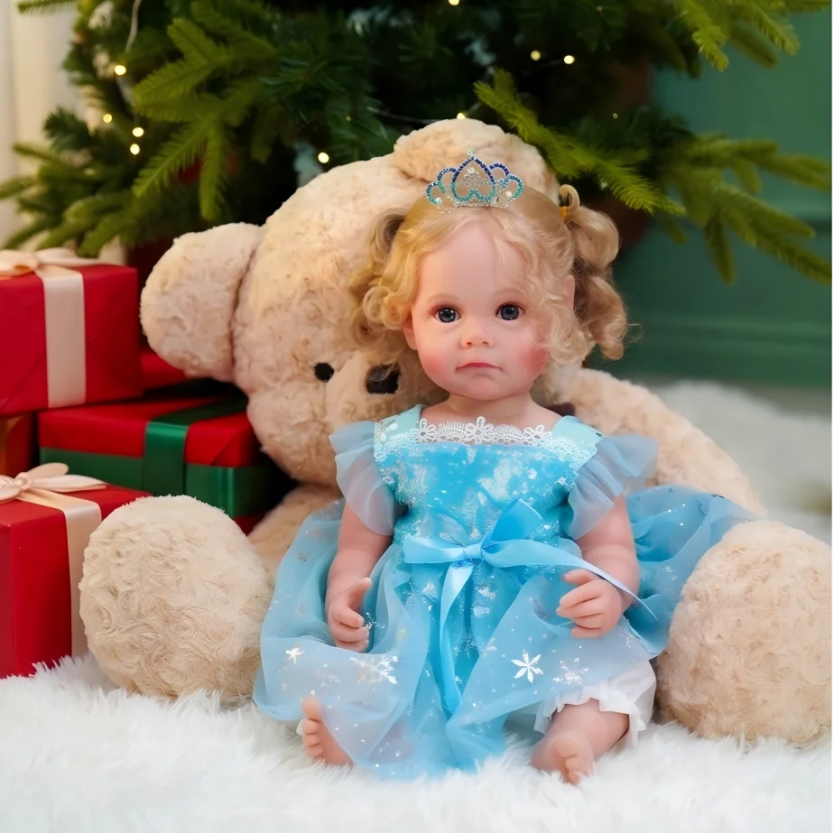 22 Zoll/55 cm realistische Babypuppe: Prinzessin mit langen Haaren, perfektes Geburtstagsgeschenk für kleine Kinder! Weihnachts-/Halloween-Geschenke, Halloween-/Erntedank-/Weihnachtsgeschenke,