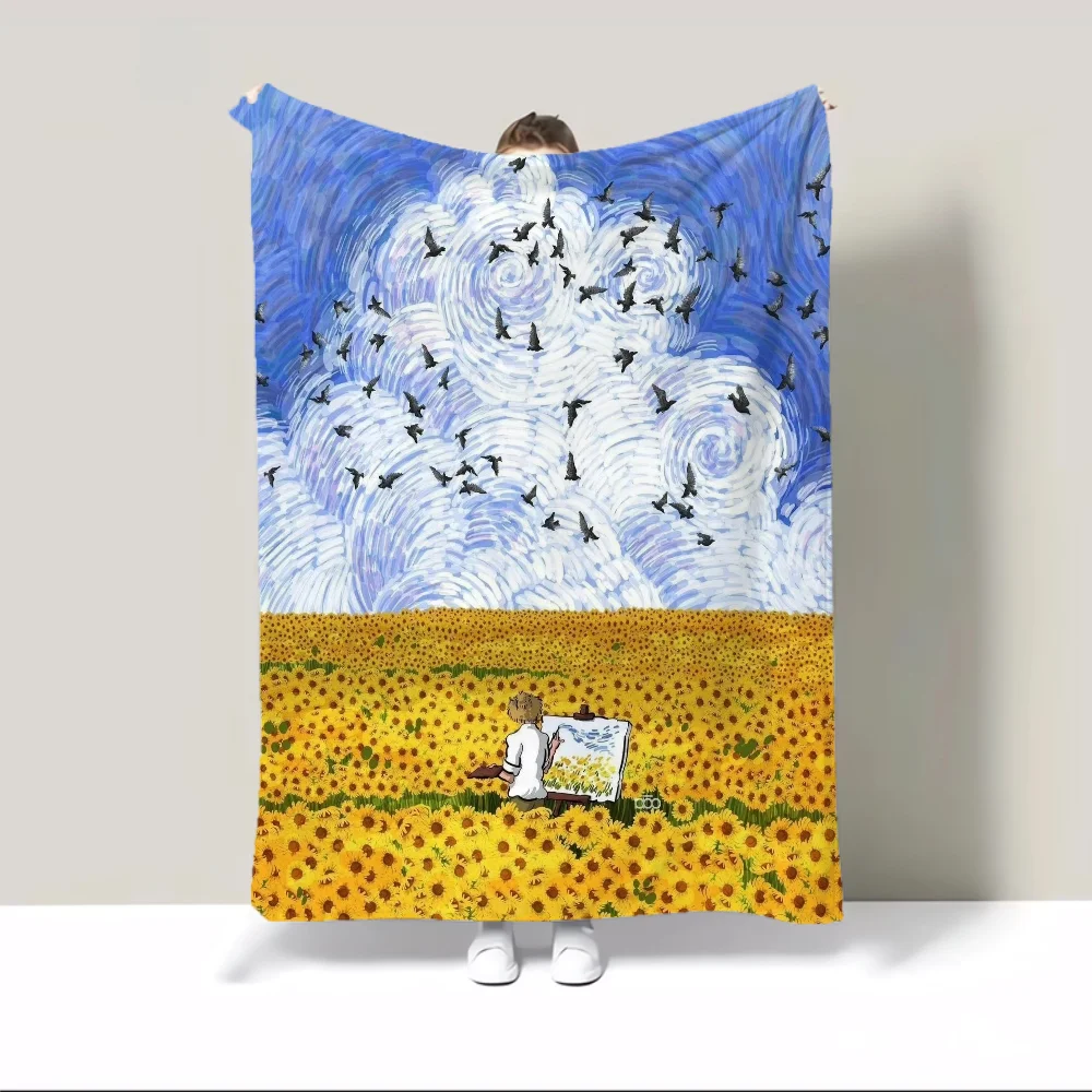 Van Gogh Personalized Blanket Oversized 200x300 Warm Winter Blankets for Sofa Home and Decoration Bed Throw Beach Towel Knee Nap