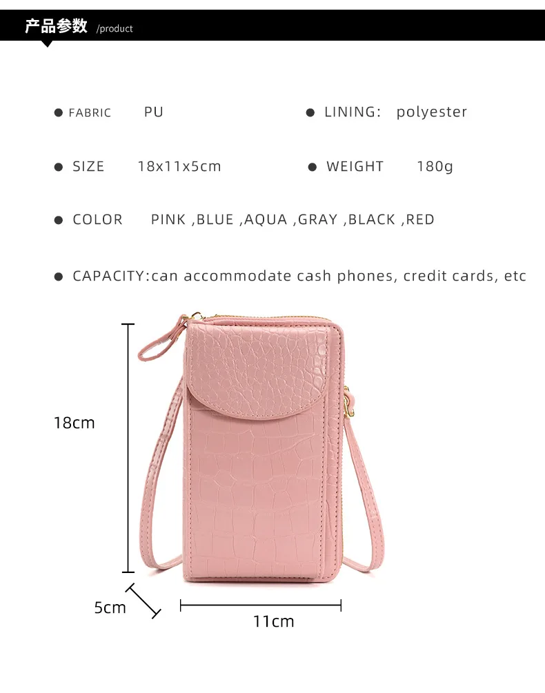 Nuove donne portafoglio singola spalla Crossbody borsa del telefono cellulare cambio portamonete borsa femminile Multi posizione della carta borsa