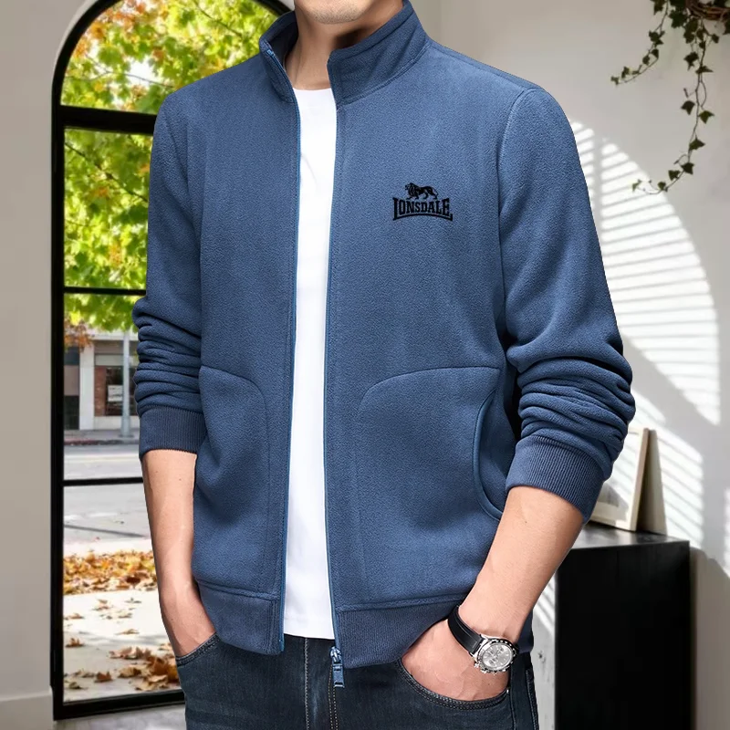 

Высококачественный осенне-зимний новый бархатный теплый кардиган на молнии, брендовая мужская куртка с изысканной вышивкой букв, бестселлерная куртка с воротником-стойкой