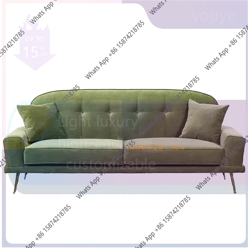 grE Rt Retro Army Green Velvet Double American Light Luxury Simple Designer Buckle Creative Sofa