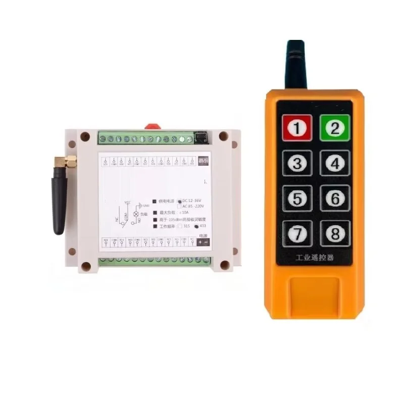 200-1000m DC12V 24V 8CH Wireless Remote Control LED Light Switch Relay Output Radio RF Transmitter And 315/433 MHz Receiver