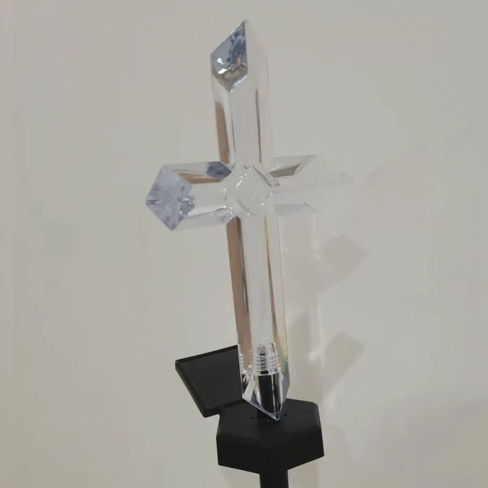 Outdoor Solar Cemetery Cross Light Waterproof LED Decoration Lamp Color Changing Grave Memorial Garden Ground Lamp