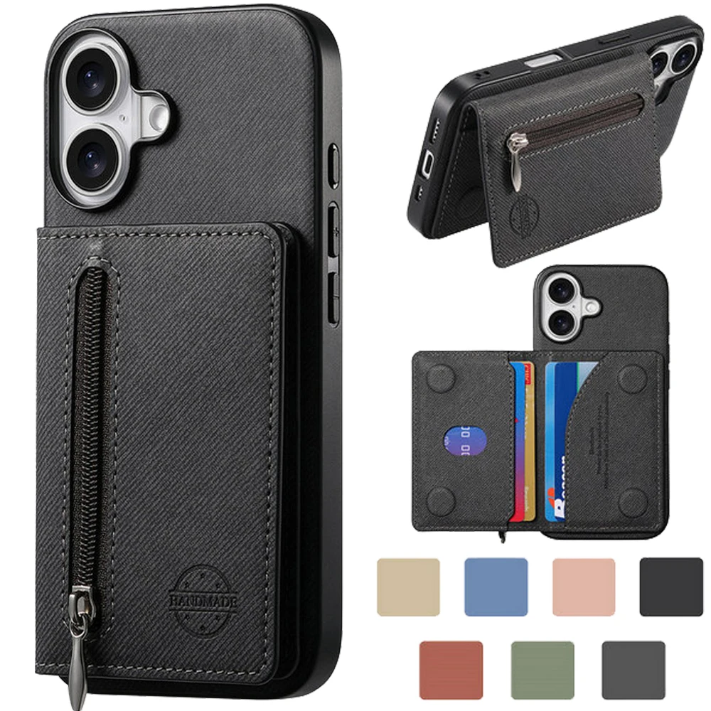 

Realme 14 13 Pro Plus 5G 4G RFID Block Leather Wallet Zipper Case For OPPO Realme 13 Plus Back Cover Realme14 Pro C75 C65 Funda