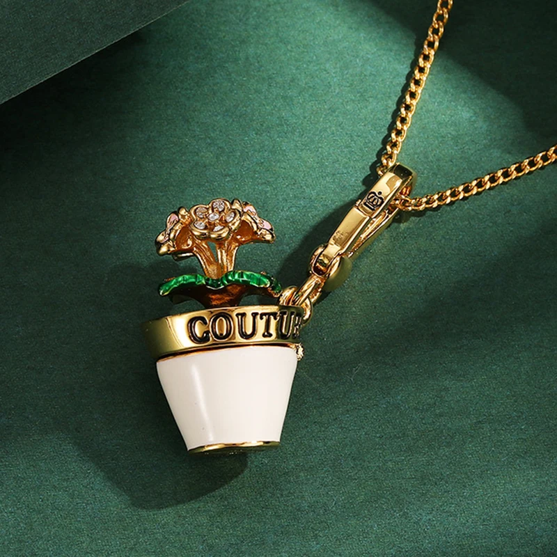 

1Pc Exquisite Enamel Glaze Openable Flowerpot Pendant Sophisticated Pink Flower Bag Charm,Keychain,And Necklace,Christmas Gift