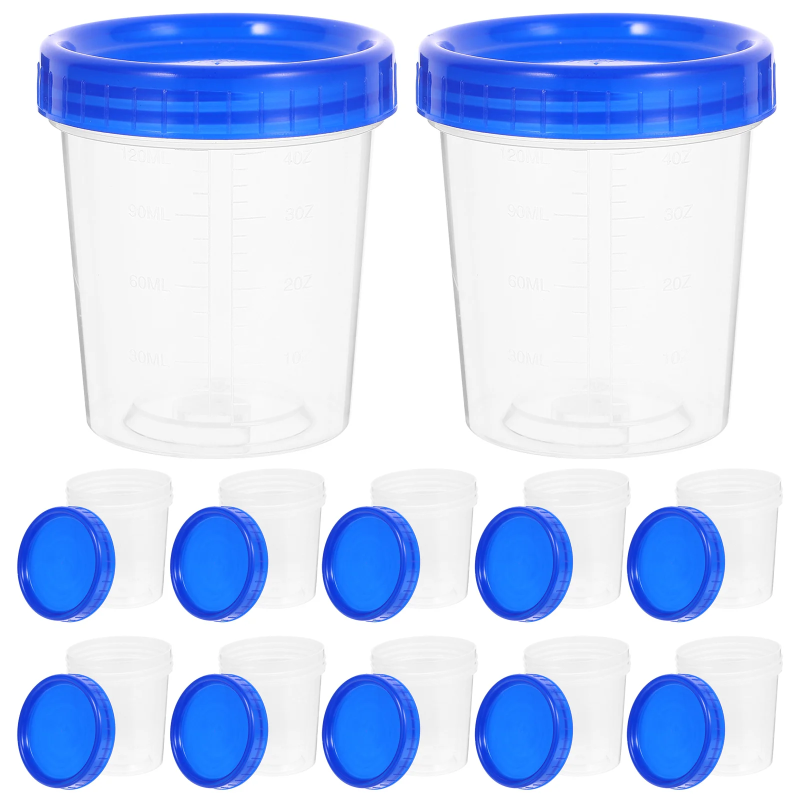 

12Pcs Specimen Cups Plastic Leakproof Sealed Caps 120ml Measurement Marked Sample Containers for Testing Specimen Cup
