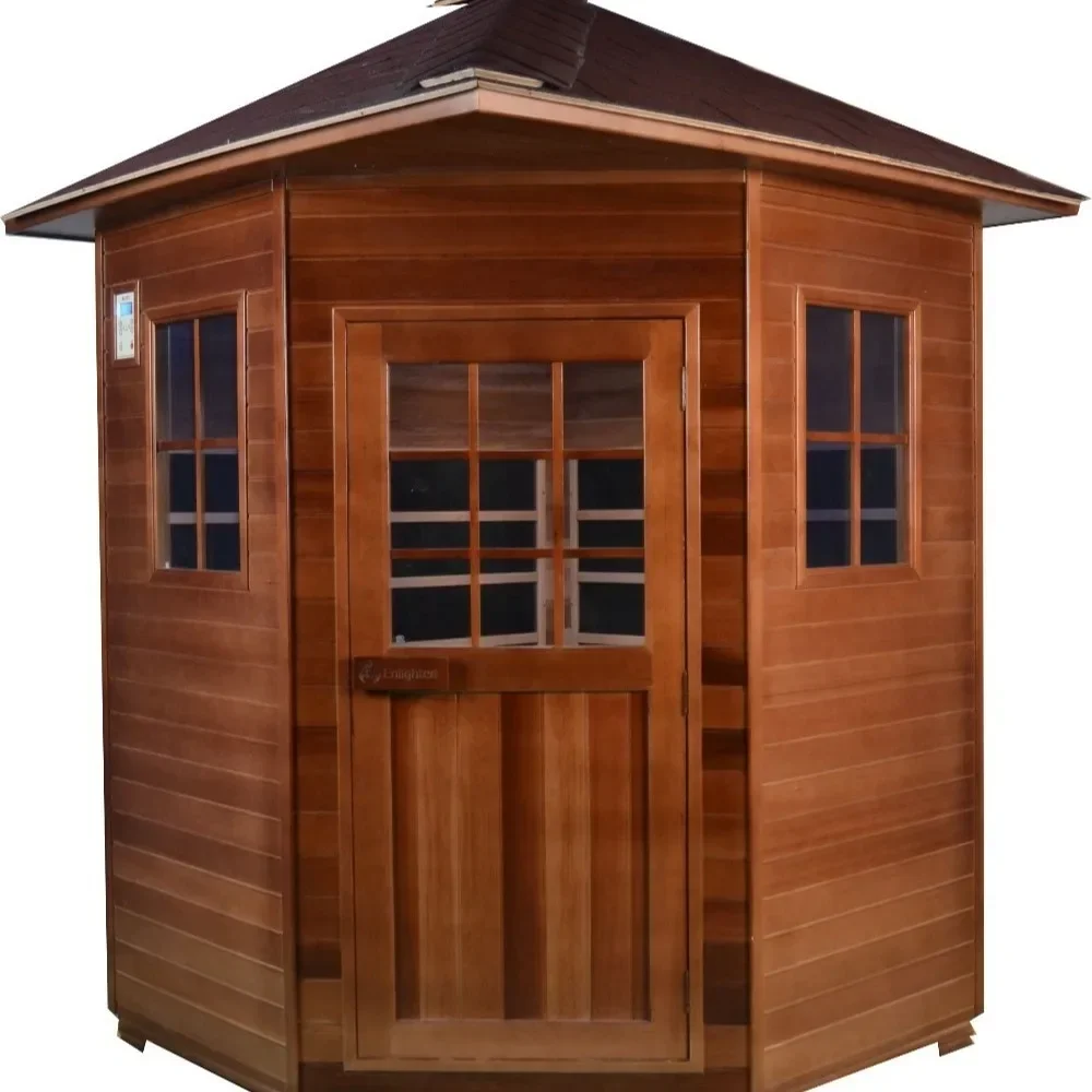 Luxury portable red cedar material outdoor freestanding wooden sauna