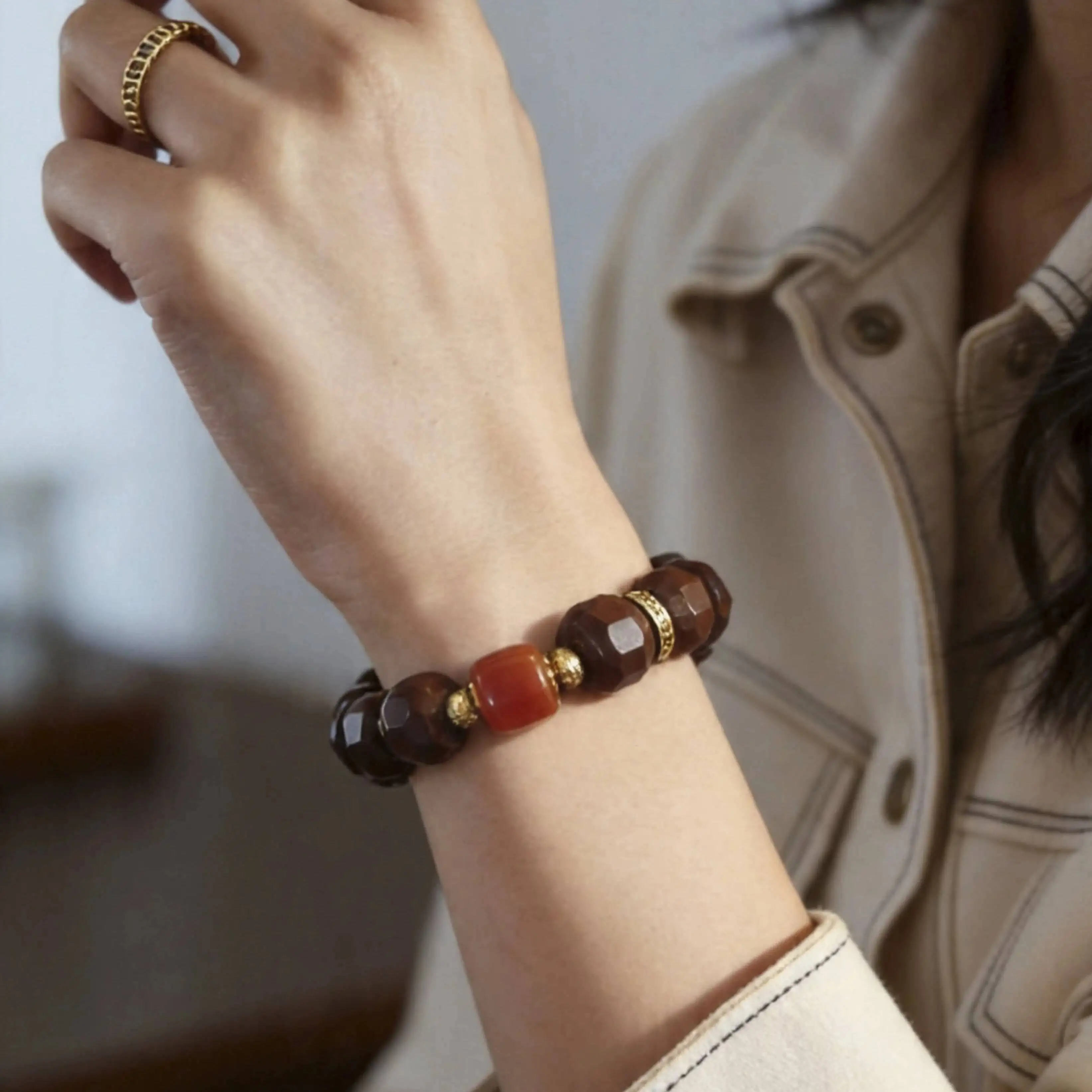 A Starry River Beaded For Women Gold-Colored Accessory Jewelry / Chinese Tea Ceremony Purple Clay Bracelet