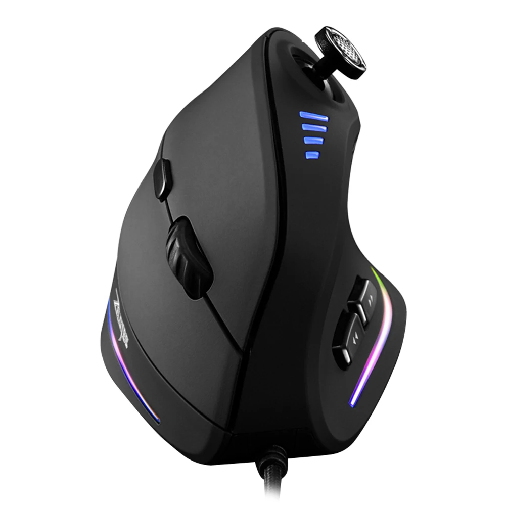 ZELOTES C-18 10000DPI RGB ajustável para jogos ópticos USB com fio vertical mouse