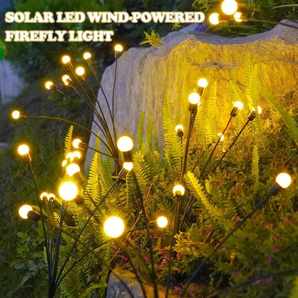 

2 шт. 10 светодиодных солнечных светильников «Светлячок» для сада, уличные ландшафтные лампы для газона и патио, декор для Рождества и Нового года