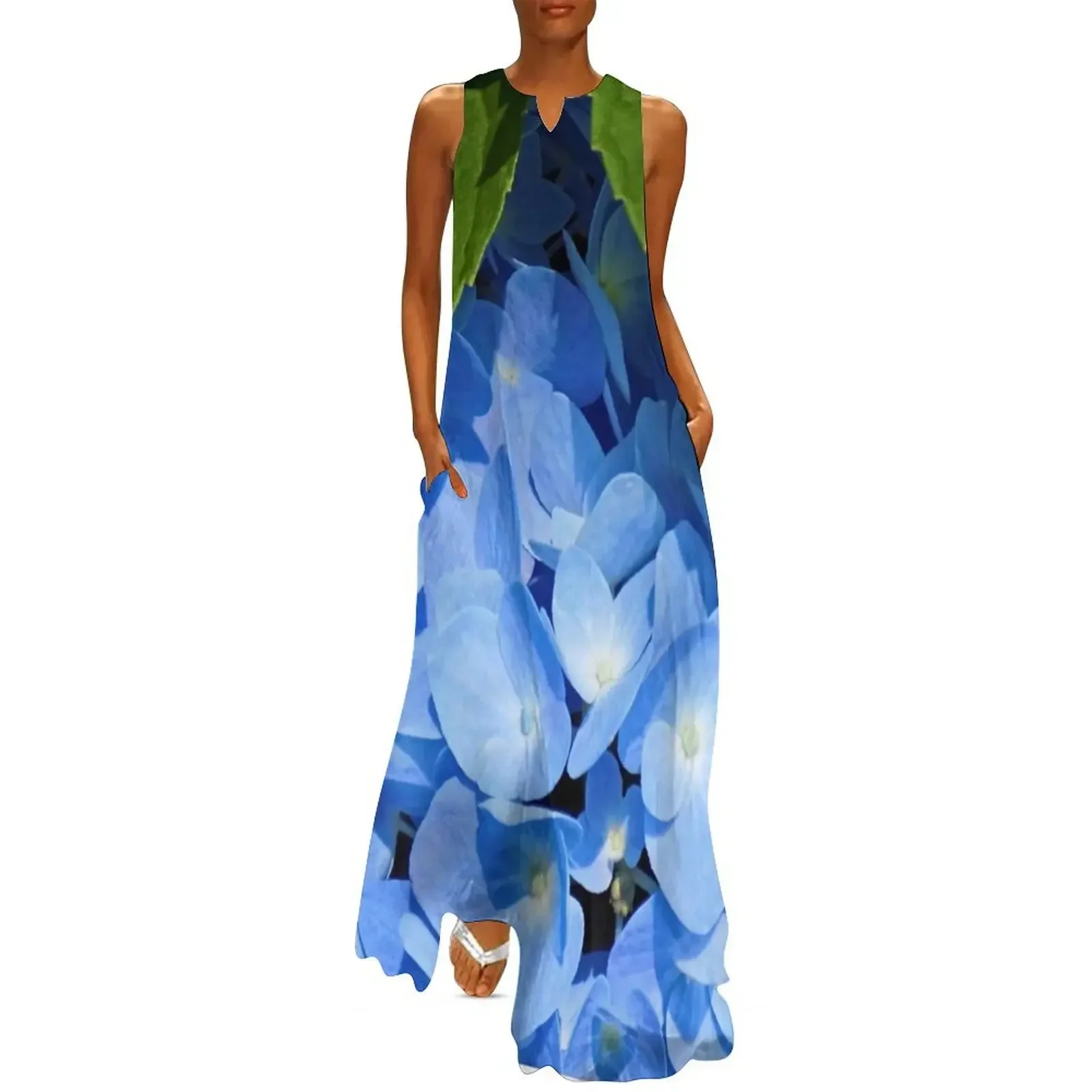 

Blue Hydrangea Long Dress Dresses gala long sleeve dresses dress summer evening dresses women Dress