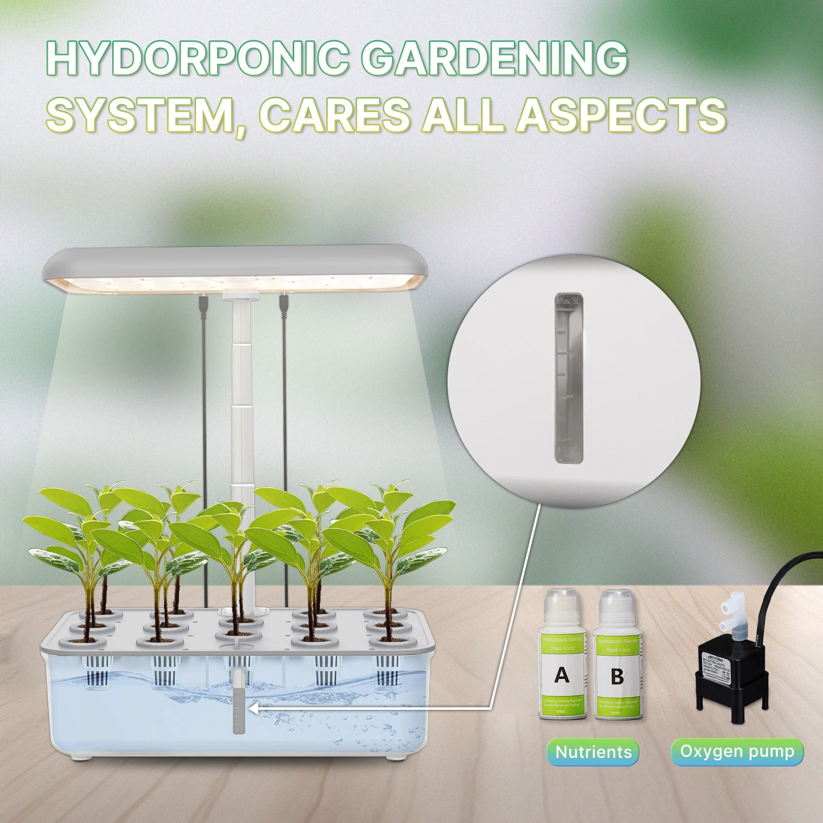 Imagem -03 - Moes-smart Hidroponia Máquina de Crescimento de Plantas Indoor Herb Sistema de Crescimento Timing Led Crescer Luzes Vasos de Flores em Casa Jardim