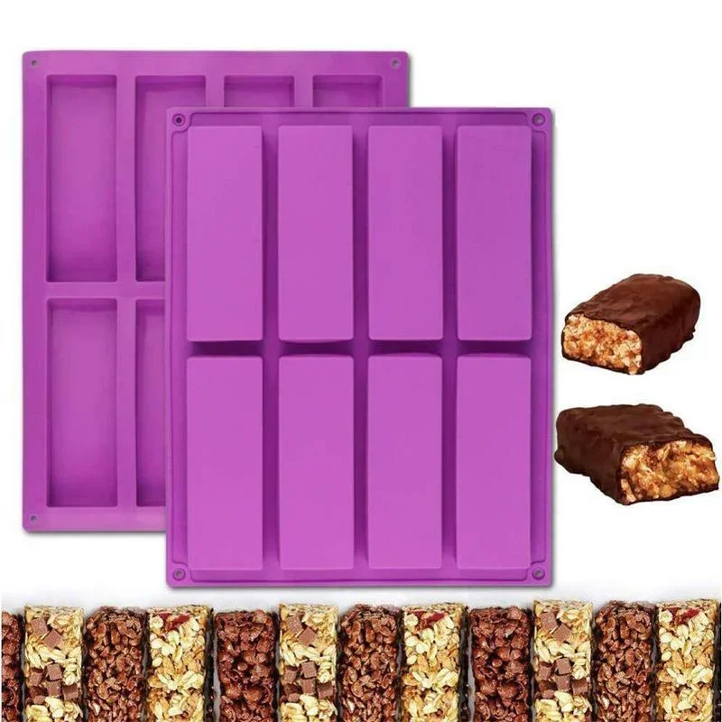 Molde para hornear de silicona de 8 cavidades, moldes rectangulares para Fondant de Chocolate, molde para barra de Chocolate, suministros hechos a mano para jabón