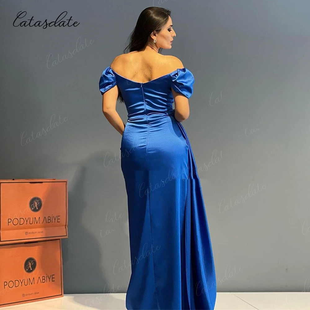 Catasdate Off Shoulder Satin Party Dresses Women Evening Luxury Dress for Gala Party Mermaid Formal Dress vestidos de fiesta