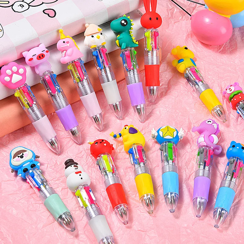 15pcs Cute Cartoon Fruit Mini Ballpoint Pens, 4-Color Retractable Plastic Pens with Medium Point,Ergonomic for Holiday Gifts