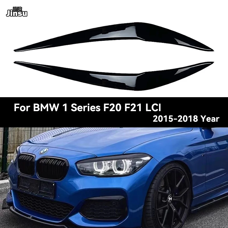 

ABS Glossy Black Headlight Evil Eyebrows Eyelids for BMW 1 Series 116d 118i 120i 120d 125i M135i M140i 2015 - 2018 F20 F21 LCI