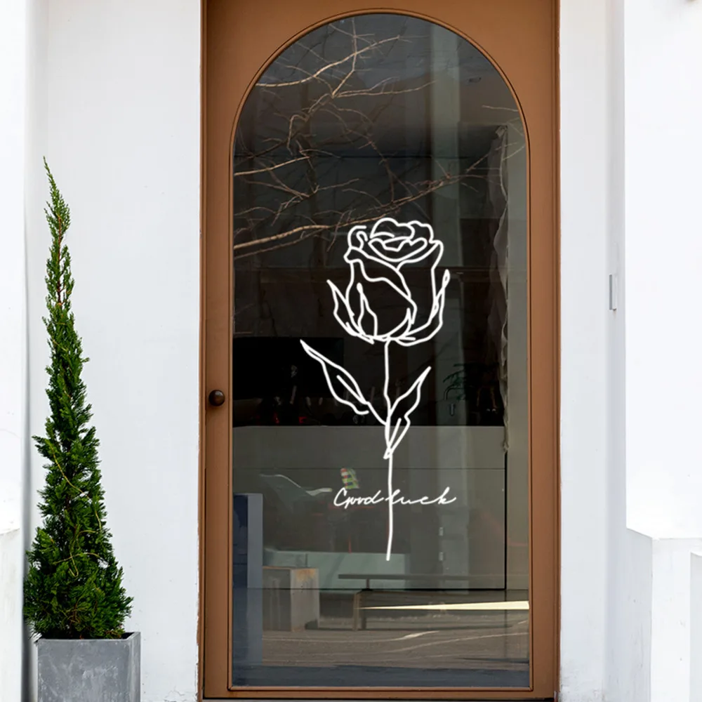 

Minimalist Pattern Flower Shop Clothing Store Glass Door Sticker Window Background Wall Decoration Bedroom Living Room Wall