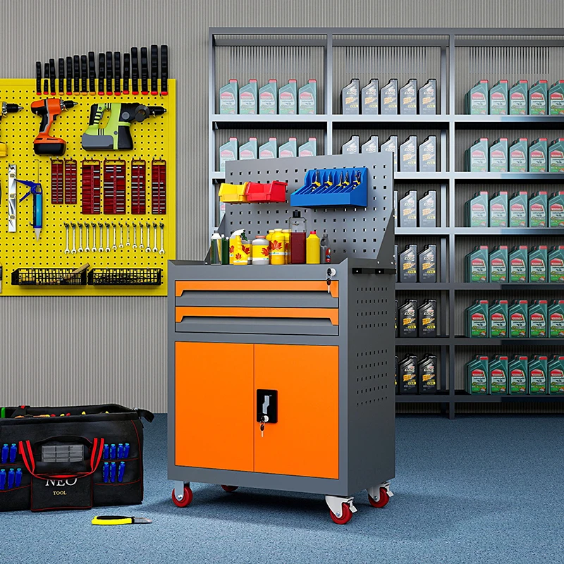 Multifunctional Modular Steel Heavy Duty Workshop Tool Chest With 2 Drawers Wheeled Lockable Strong Load Capacity Garage Storage
