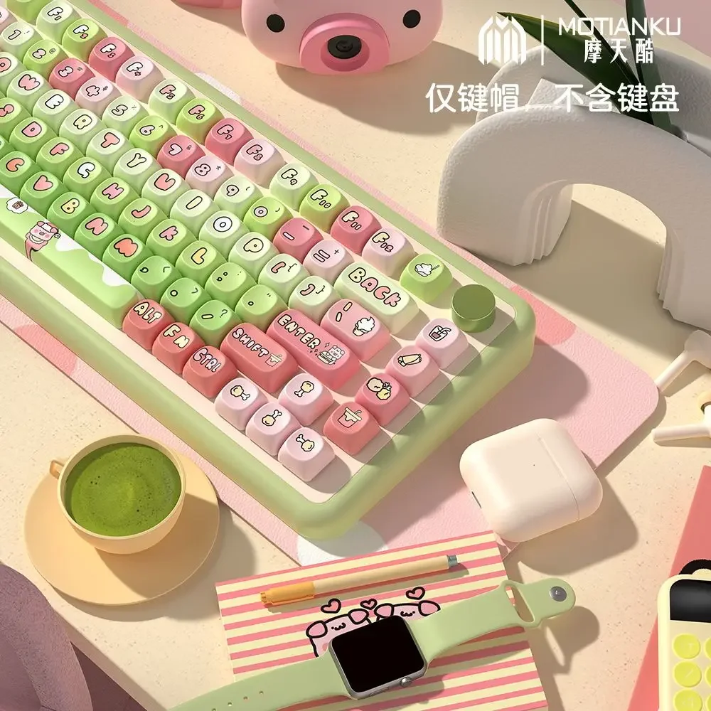 Pink Keycaps Piggy’S Cartoon Cute Green Pink Girl Crazy Thursday Fresh And Creative For DIY Mechanical Keyboard Green Keycaps