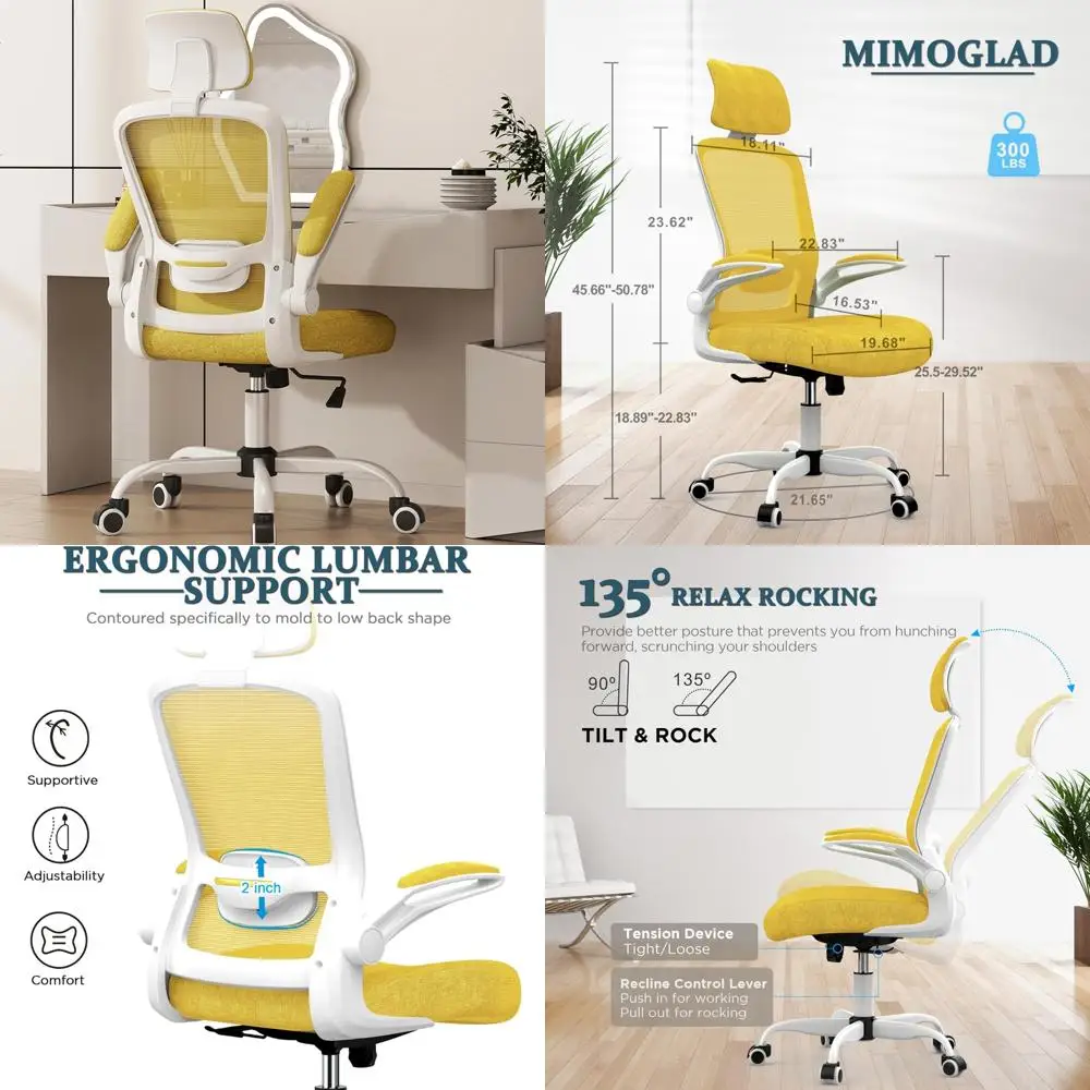 

Ergonomic High-Back Office Chair with Adjustable Lumbar Support, Headrest, and Swivel Feature
