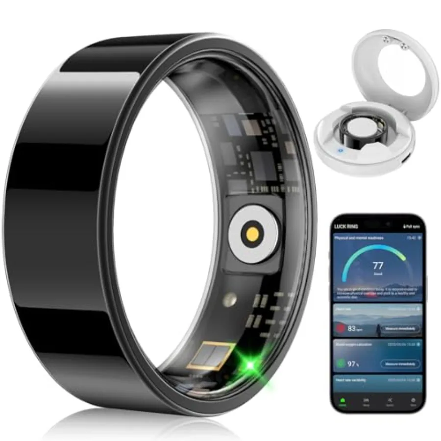 

Умное кольцо для отслеживания фитнеса и здоровья, черное, из нержавеющей стали, с мониторингом сердечного ритма и уровня кислорода в крови, для мужчин и женщин