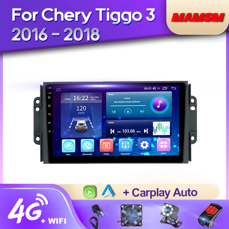 

MAMSM Android 12 Car Radio For Chery Tiggo 3 2016 - 2018 Video Multimedia Bluetooth Player Navigation GPS 4G Carplay Autoradio