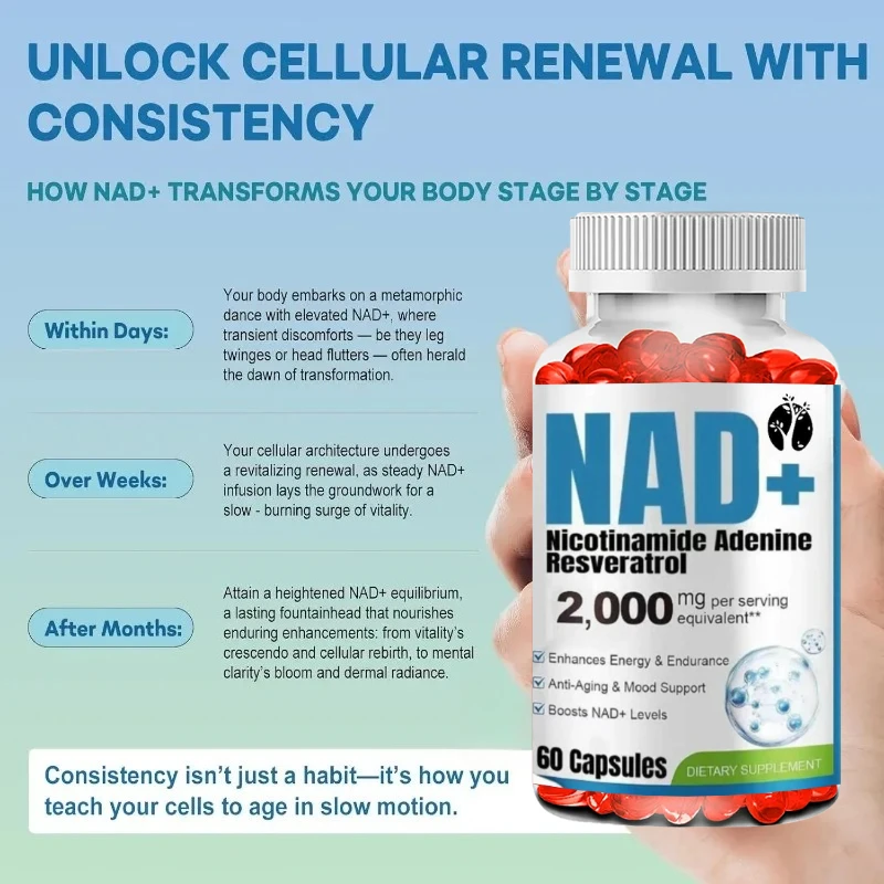 Liposome NAD 2000 Mg Containing Trans Resveratrol Energy Support 60 Capsules