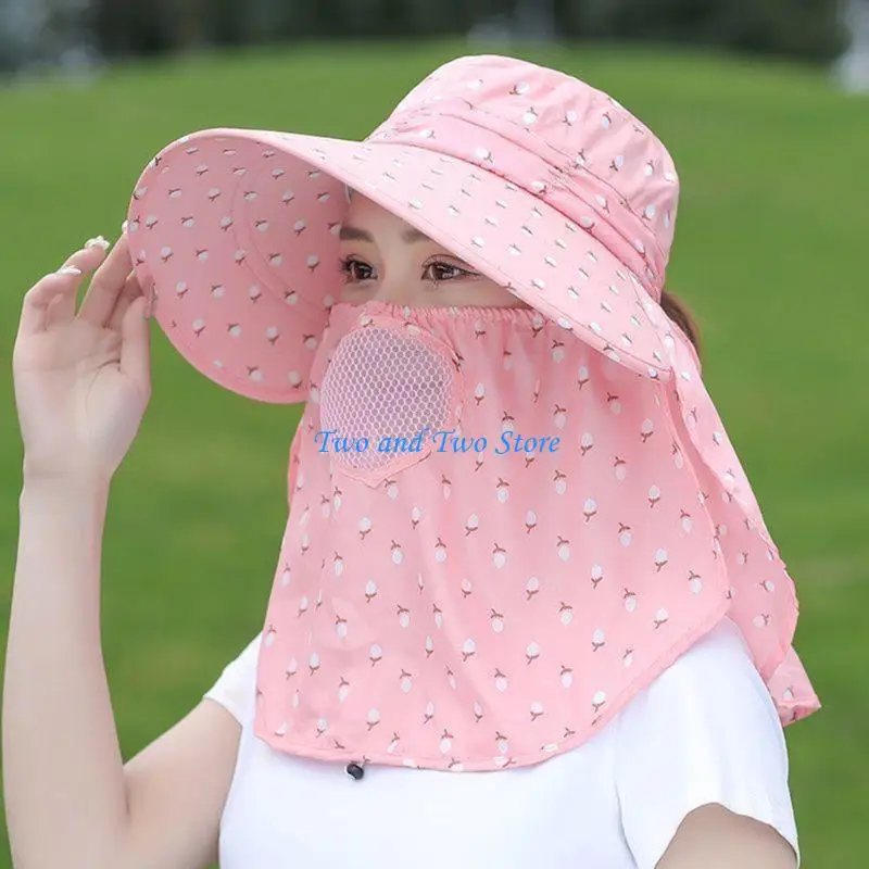 

HX6F Summer Bucket Hat With Mask Adjustable Neck Cover Sun Multiple Color Choices For Travel