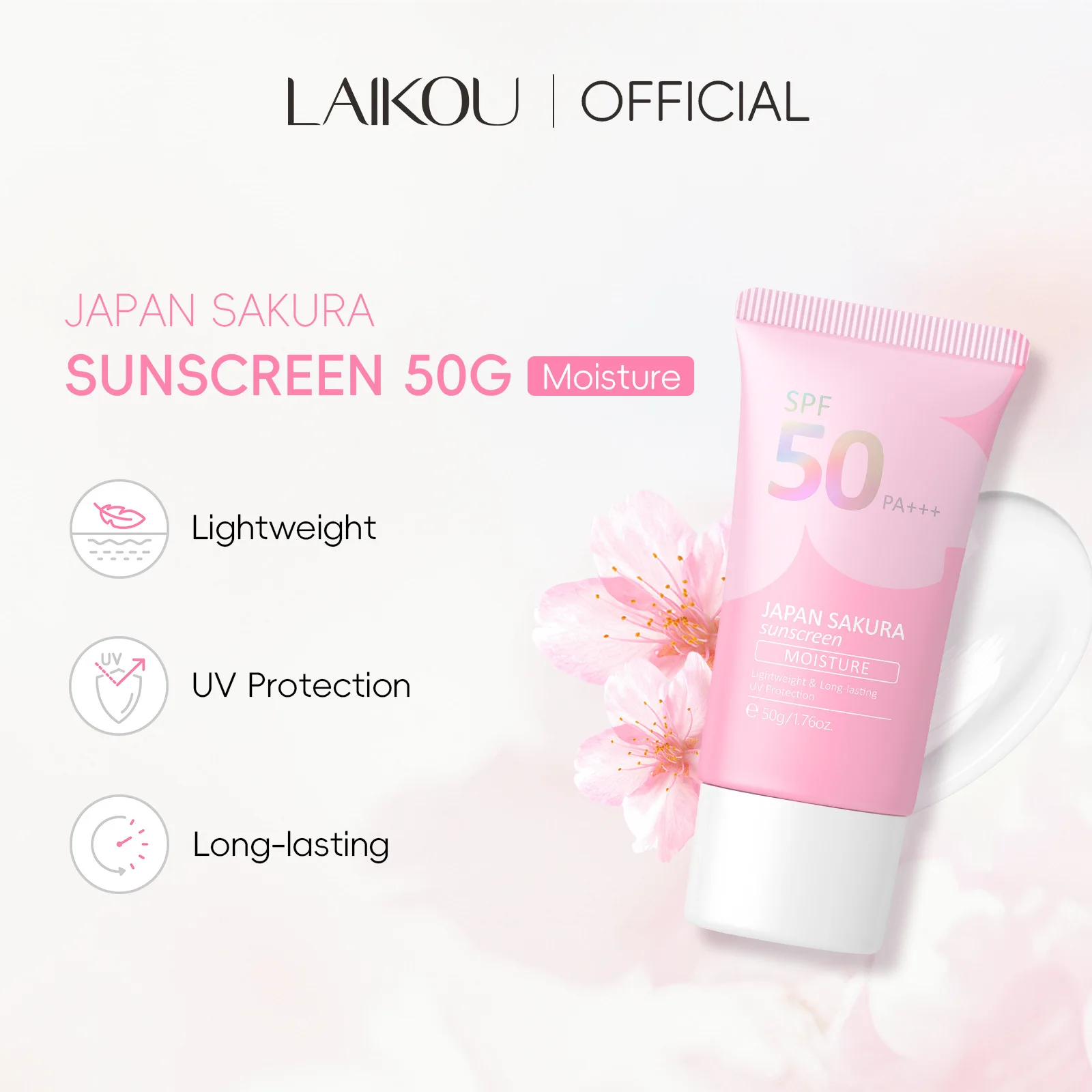 10pcs Sakura Sunscreen Spf50 Lotion 50ml Facial Sun Block Isolation Cream Facial Cream Skin Moisturizer Protective Cream