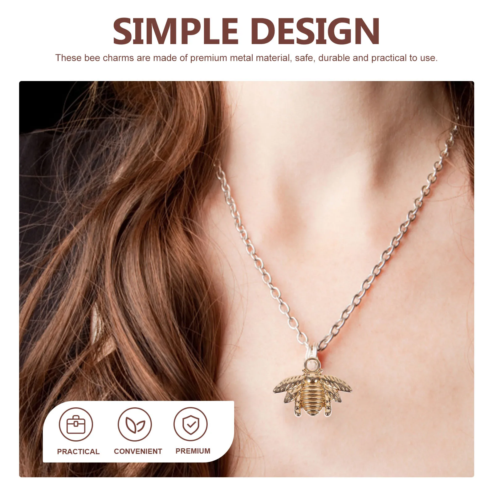 

50pcs Bee Pendant Charms Earring Accessories Gold Color Metal DIY Crafts Bracelets Necklaces Jewelry Making