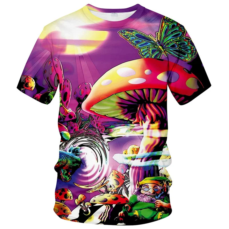 

New Summer 3D Big Mushroom Print T Shirt For Men Children Fashion Streetwear Mushroom Spirit Graphic T-shirts Harajuku Clothing