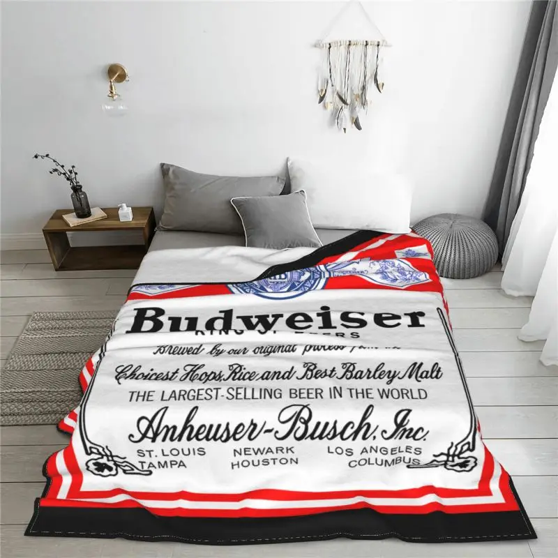 Budweiser Beer Bud Logo Blanket Luxury Comfort Breathable Sofa Dedicated Camping Blanket