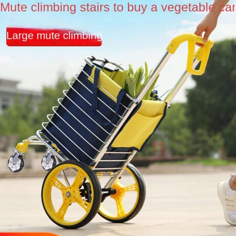 Grocery Utility Shopping Cart - Deluxe with Oversized Basket Light Weight Folding Cart Handle Bar Laundry Book Luggage Travel