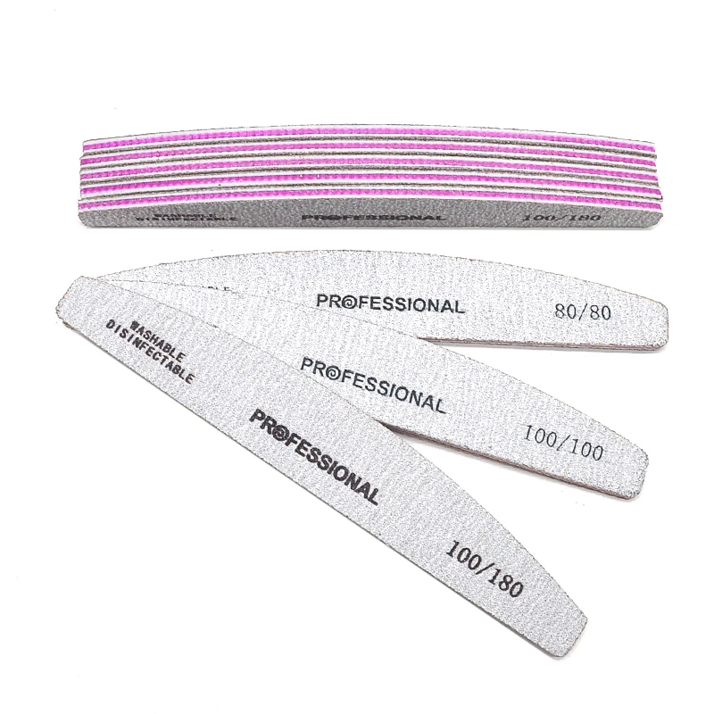 50/25 Pcs/Pack Professional Washable Nail Files 100 To 180 Half Moon Strong Sandpaper Durable File Nails Tools Manicure Supplies