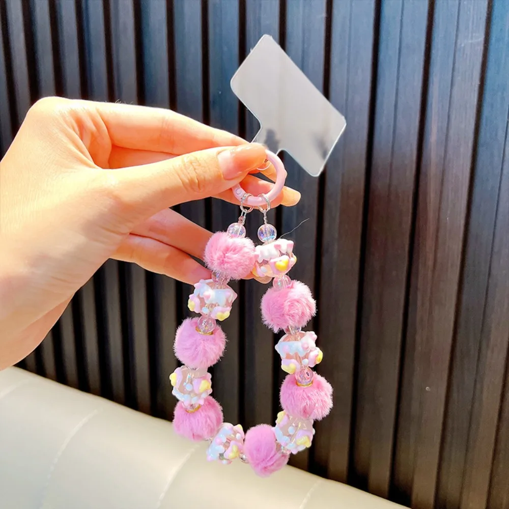 New Plush Mobile Phone Strap Colorful Anti-lost Phone Pendant Hand-painted Camera Chain Backpack Accessories