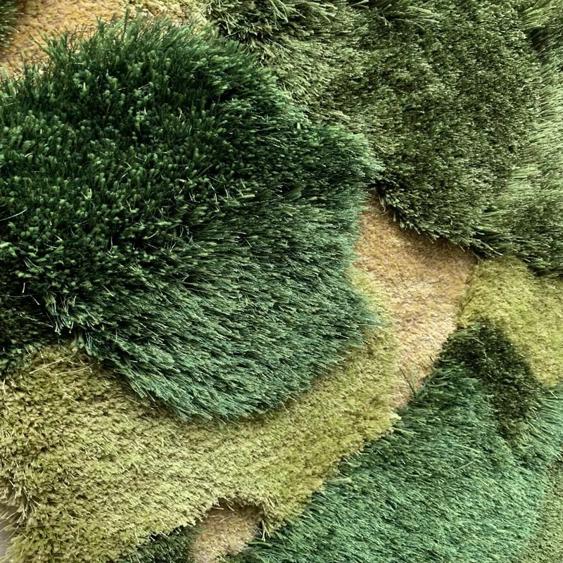 Simulated moss micro-landscape carpet, creative landscaping floor mat for living room and bedroom, soft decoration green
