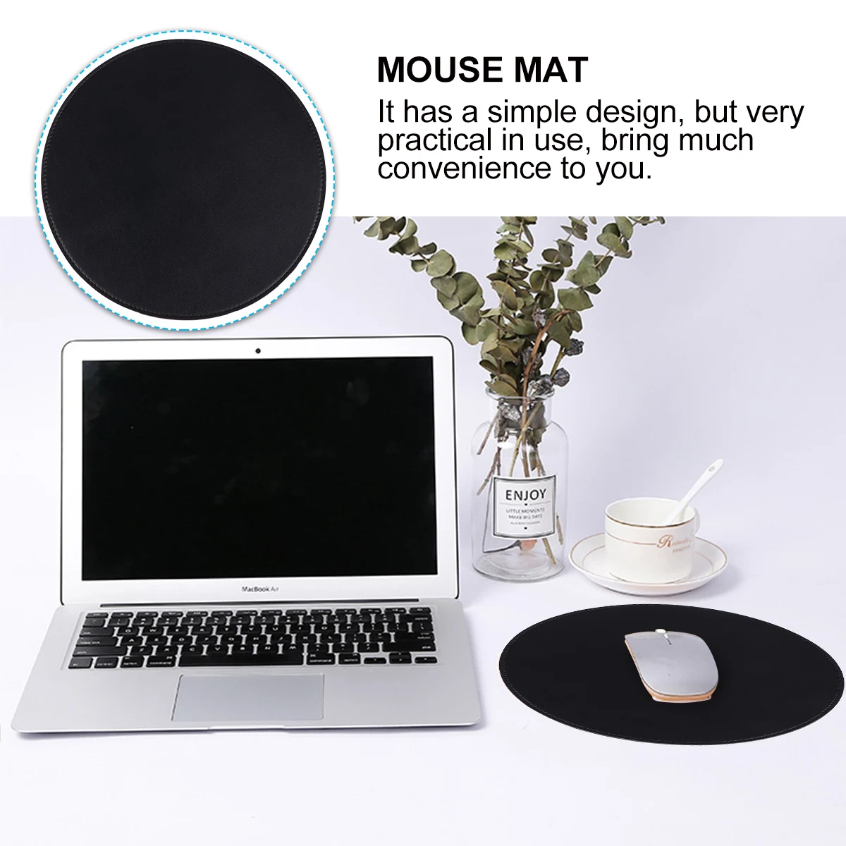 

Round Mouse Pad Microfiber Desktop Mat Gaming with Cushion Laptop Office