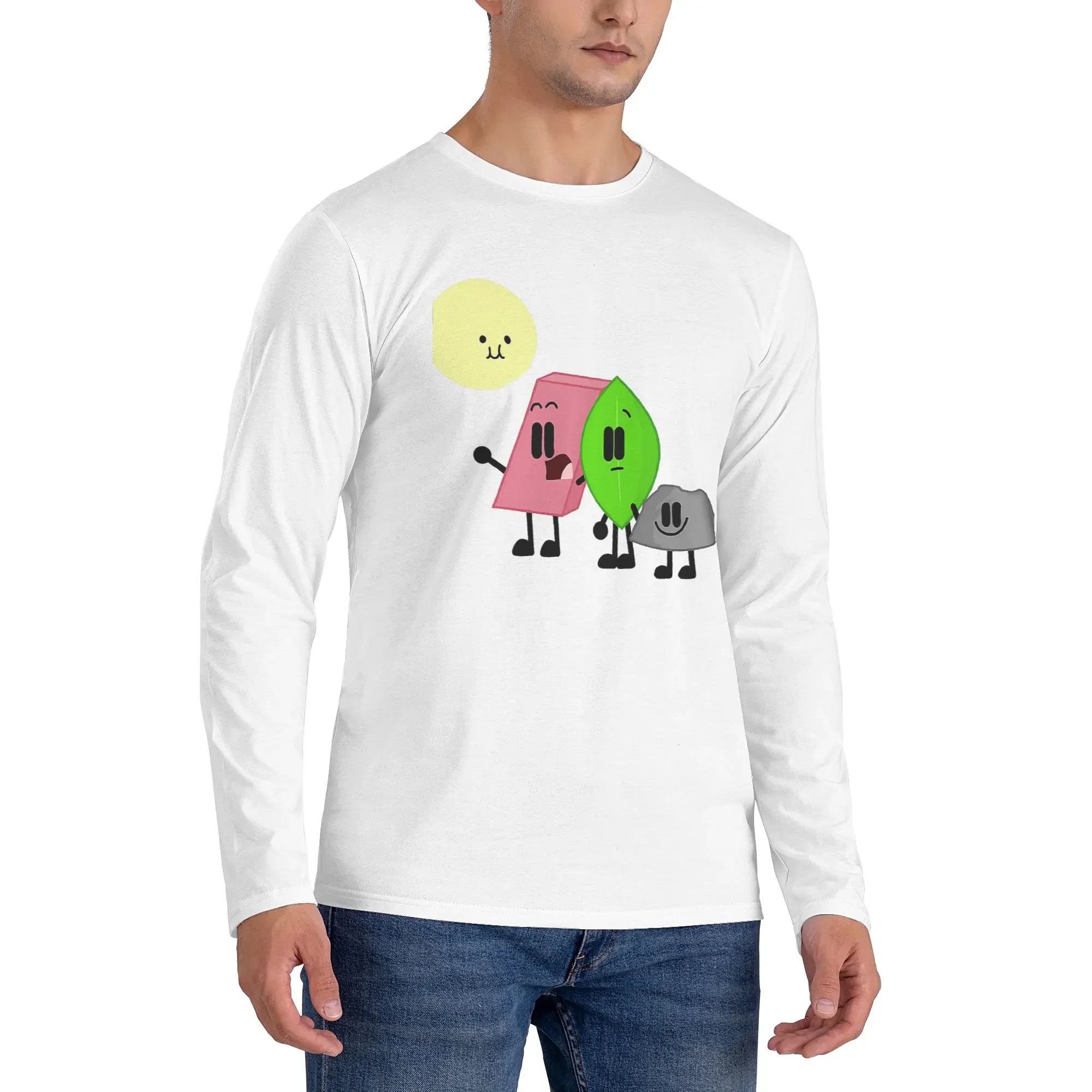 

BFDI Inanimate Insanity , All Characters Men's Long Sleeved T-shirt Fashion Round Neck T shirts Spring and Autumn Men tops