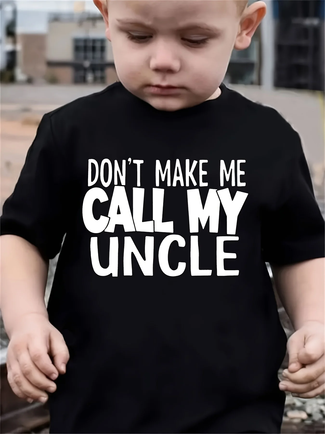 Funny Don’t Make Me Call My Uncle Print Boys Soft T‑Shirt, Crew Neck Short Sleeve Machine Washable, Spring Summer Ideal Top