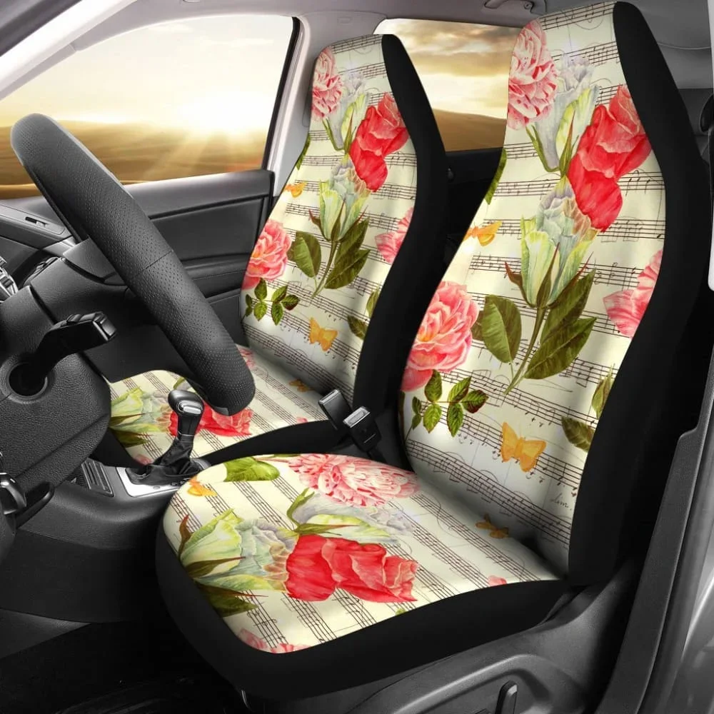 

Music Roses Car Seat Covers,Pack of 2 Universal Front Seat Protective Cover