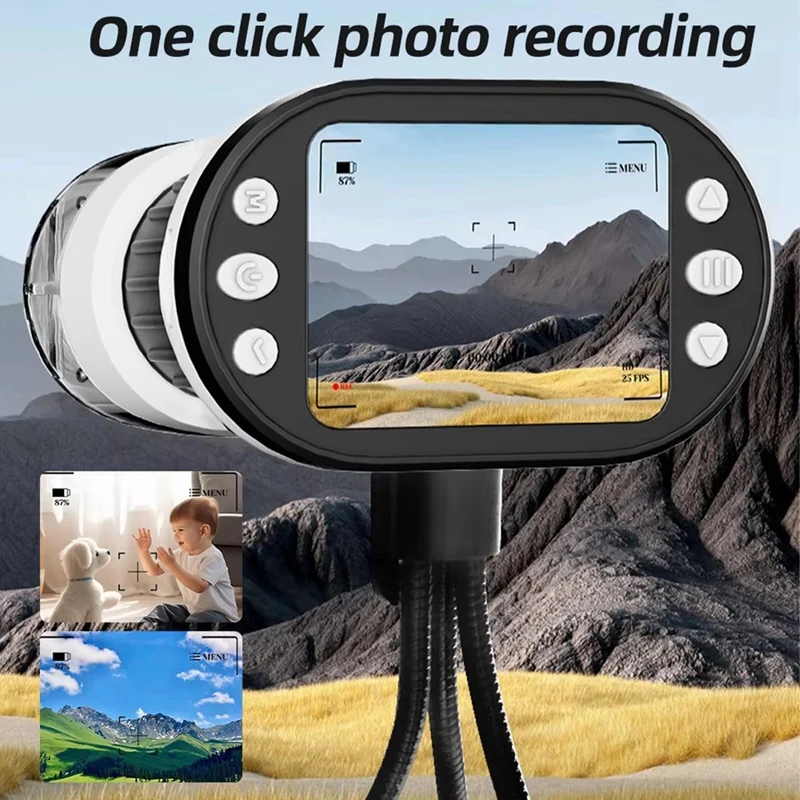Children's Microscope Set 1000X Handheld Microscope for Kids 4K 2.0In Screen Rechargeable Pocket Digital