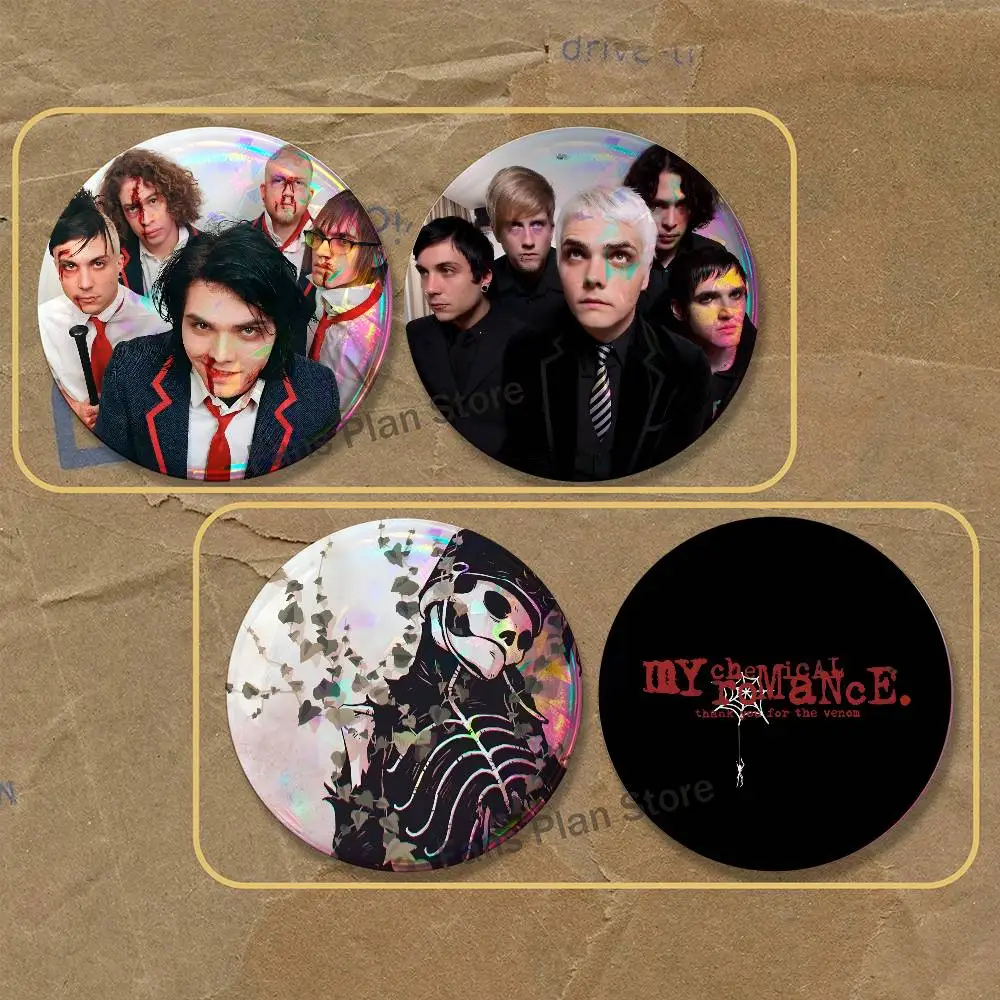 My C-Chemical Romance Brooches For Backpack Accessories 25,32,44,58,75mm Round Enamel Pins 2-piece Set Anime Fan Merchandise