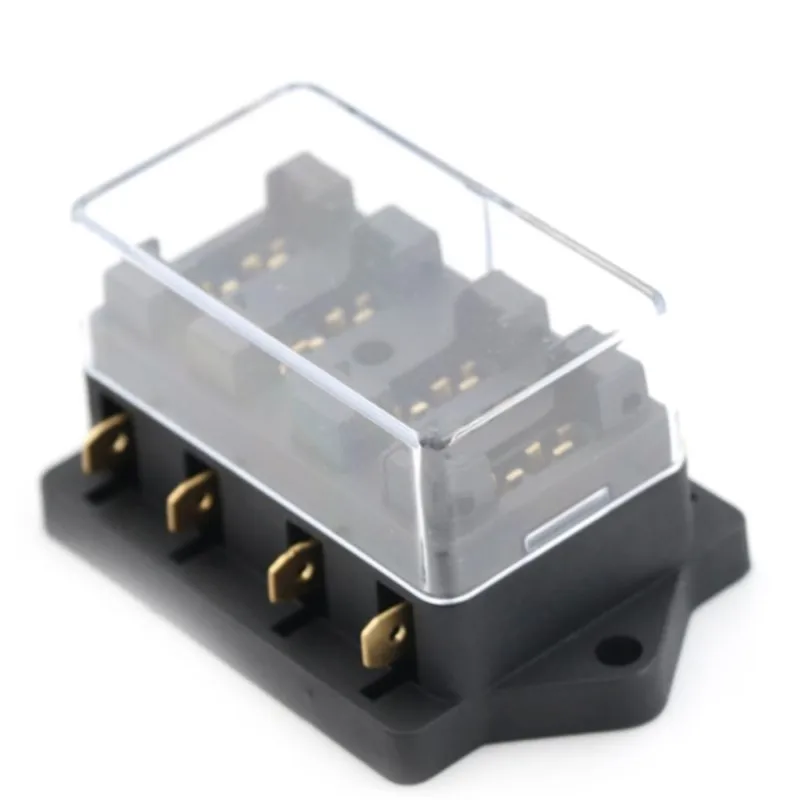 4 Way Circuit Standard ATO Blade Fuse Box DC 12V/24V Car Fuse Block Holder Varied Way Flat Plate Fuse Box Car Fuse Accessory