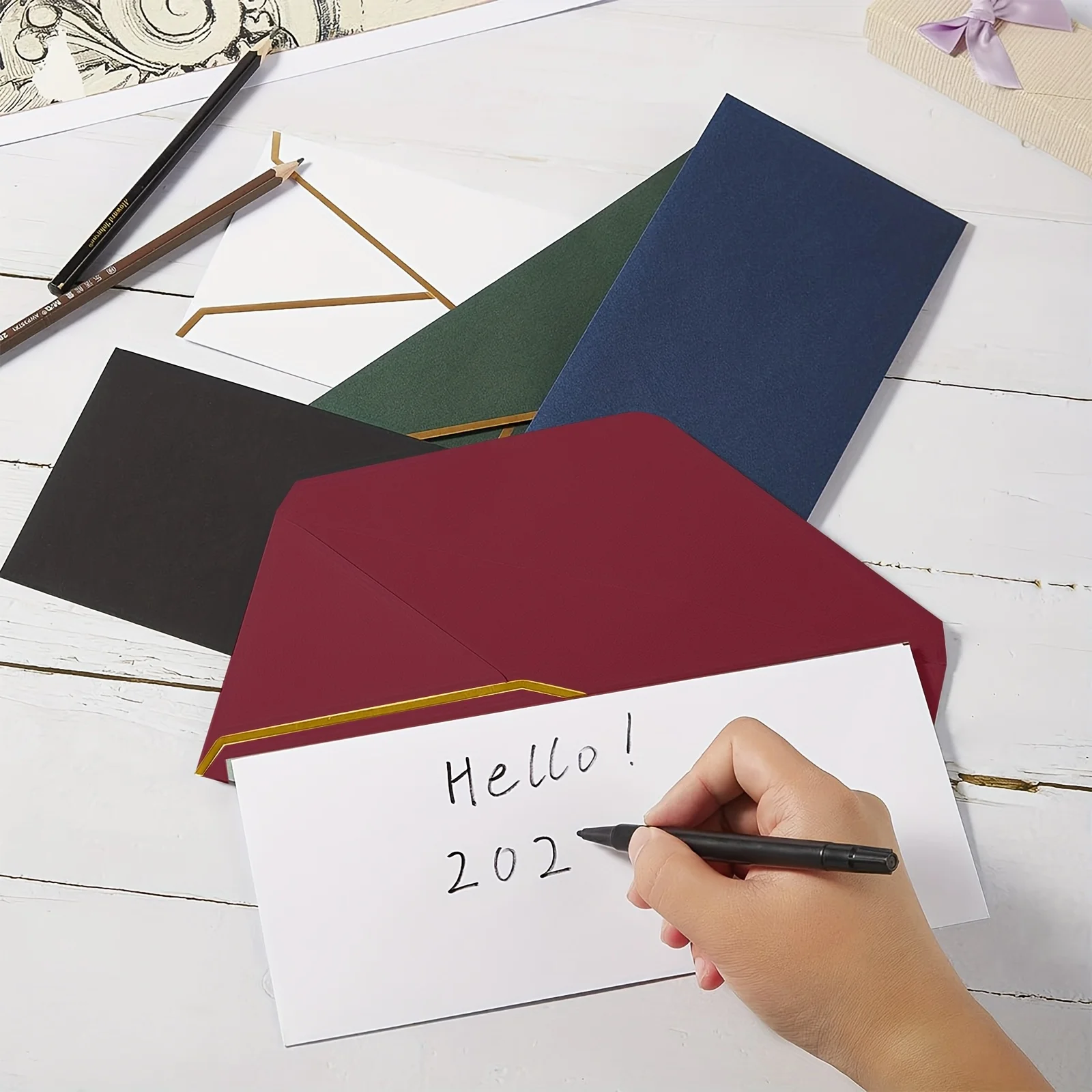 10 قطعة 240x105 مللي متر المغلف الغربي الذهبي حواف لدعوات الزفاف بطاقة بريدية المغلفات عالية الجودة الأعمال هدية التعبئة #4