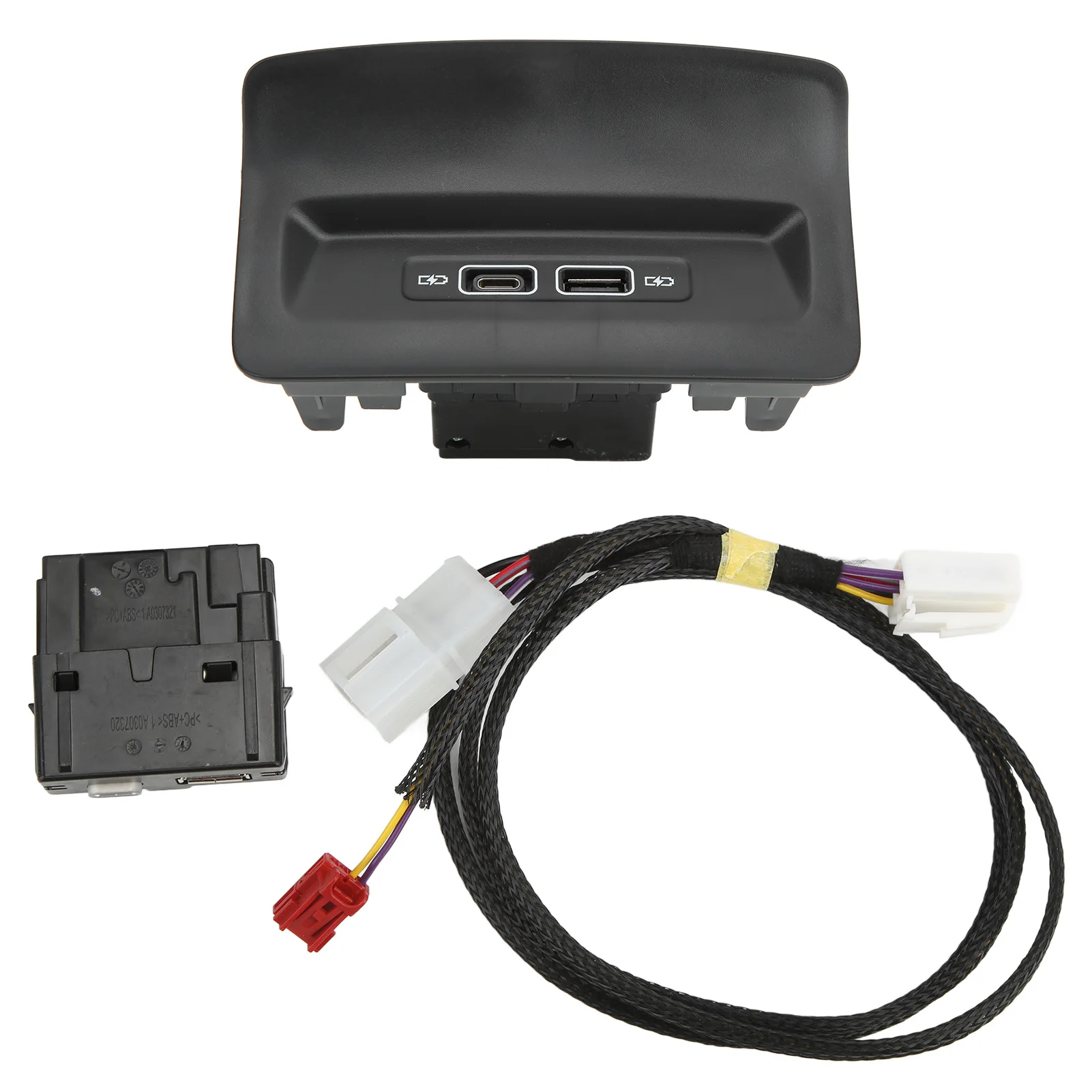 Zwarte USB-opladerpoortaansluiting voor de achterbank 5QD 035726 L Vervanging voor KODIAQ KAROQ 2017+