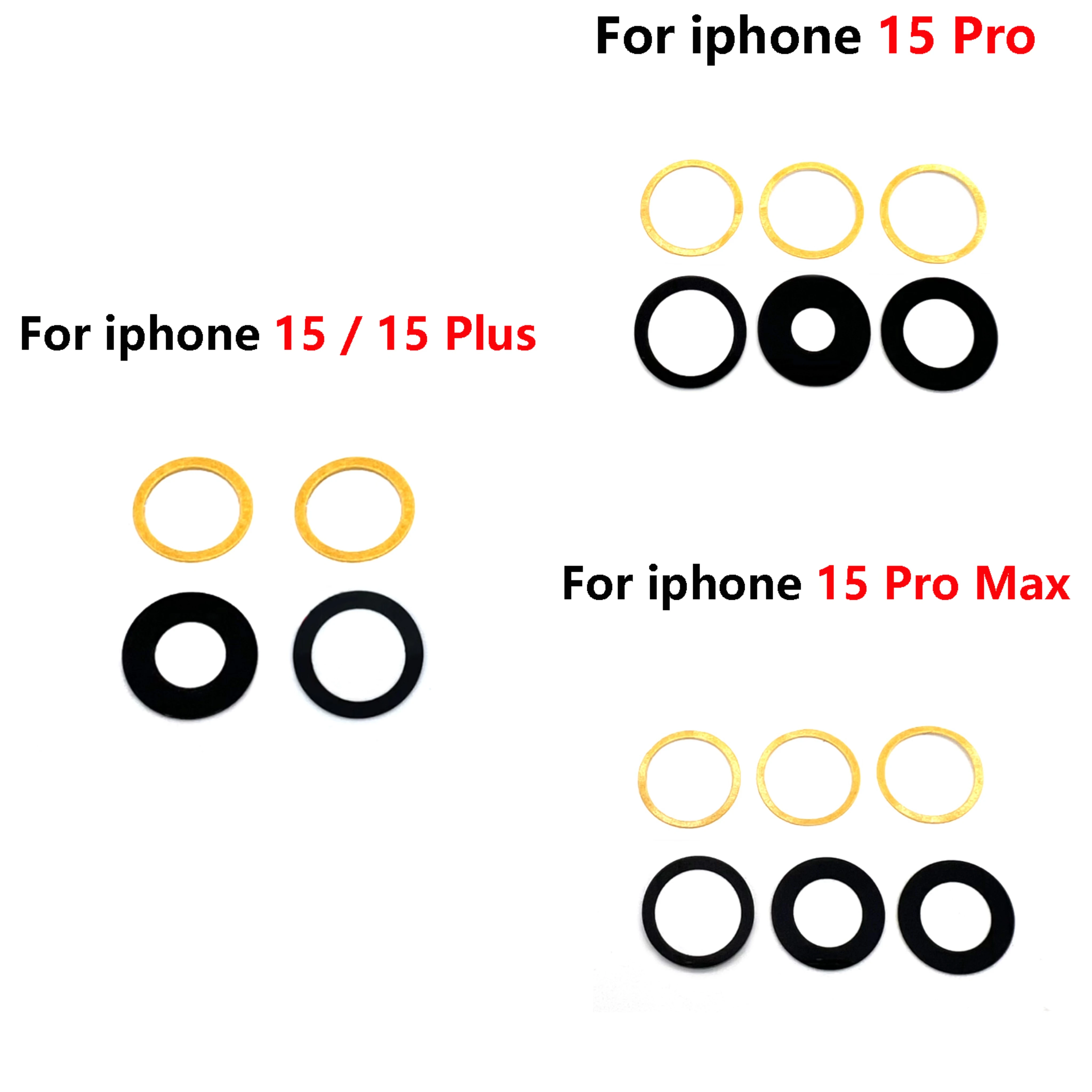 10set Back Camera Lens For iPhone 15 14 11 12 13 Pro Max Mini Plus X XR XS Rear Glass Cover Ring with Sticker Replacement