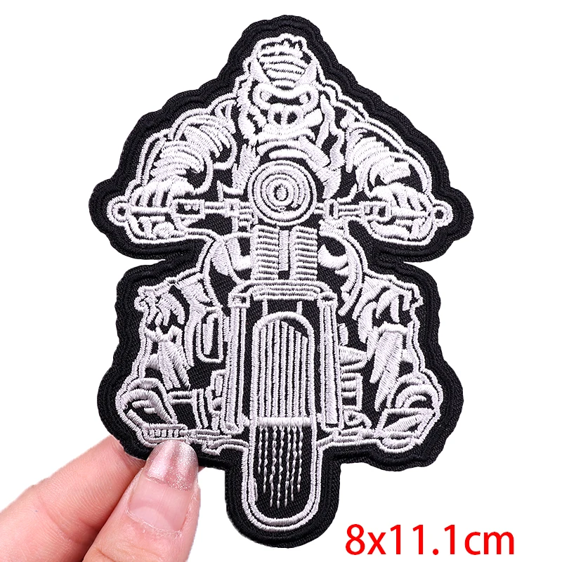 Motorcycle Biker Embroidery Patch Iron On Patches For Clothing thermoadhesive Patches On Clothes Jacket DIY Ironing Sew Sticker