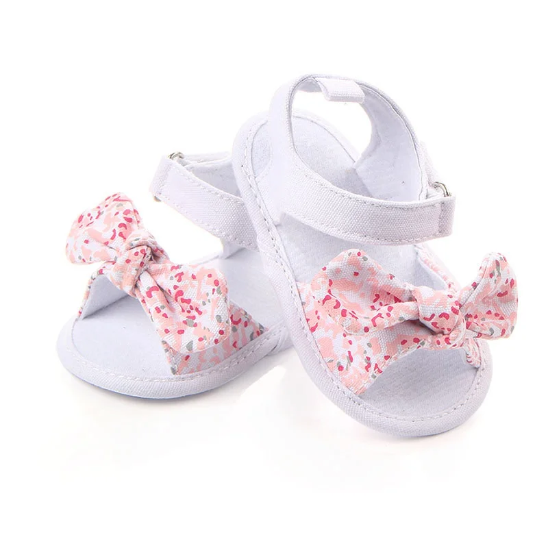 Summer Sweet Baby Shoes Girl Big Bow Floral First Walkers Soft Soles Anti-Slip Toddler Infant Walking Shoes